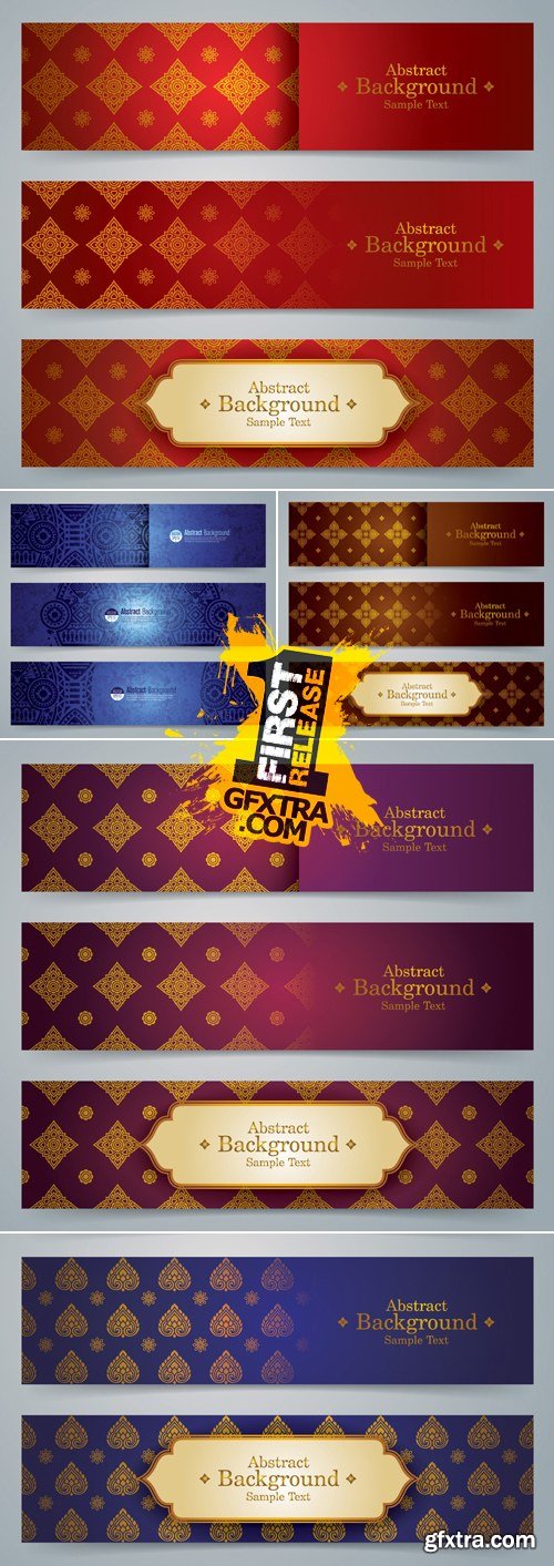 Asian Style Patterns Banners Vector