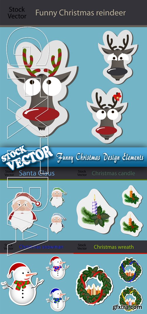 Stock Vector - Funny Christmas Design Elements