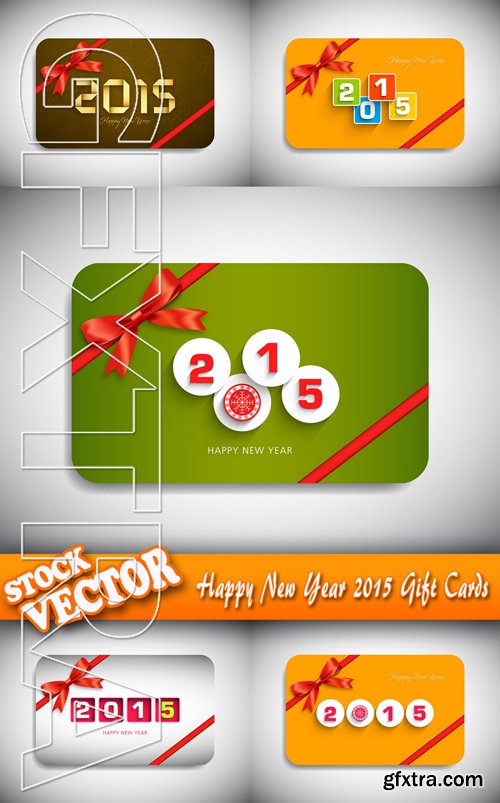 Stock Vector - Happy New Year 2015 Gift Cards