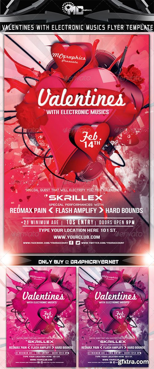 GraphicRiver - Valentines With Electronic Musics Flyer Template