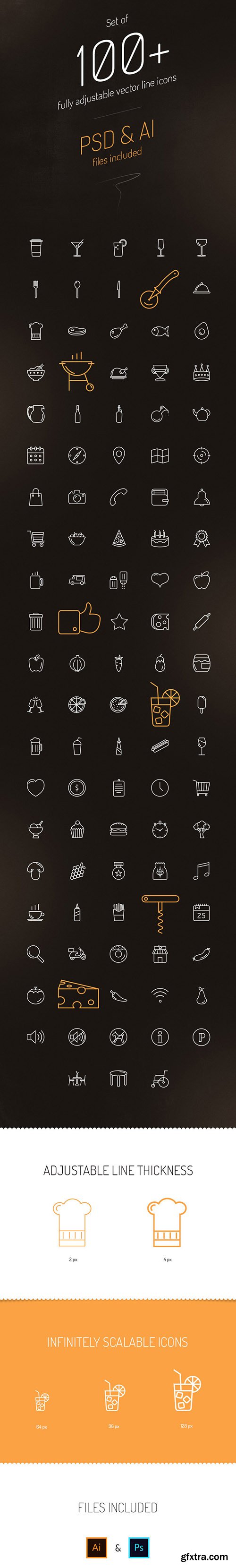 AI & PSD Vector Line Web Icons - Kitchen Attributes