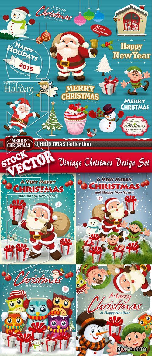 Stock Vector - Vintage Christmas Design Set