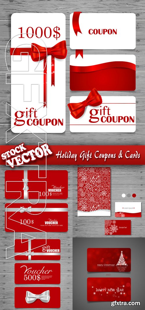 Stock Vector - Holiday Gift Coupons & Cards