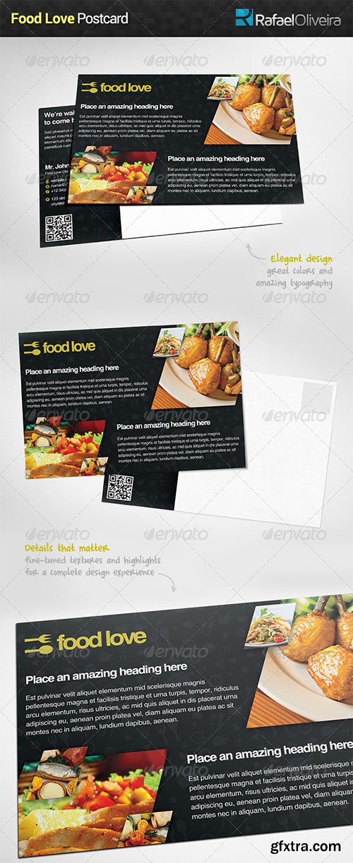 GraphicRiver - Food Love Postcard