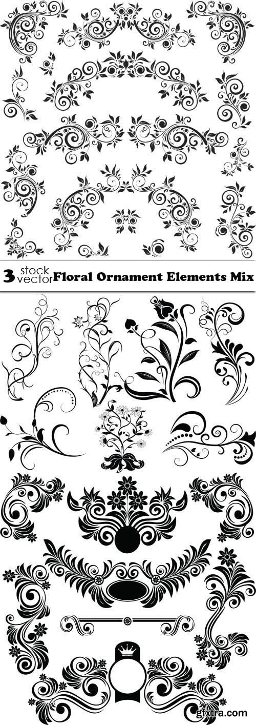 Vectors - Floral Ornament Elements Mix