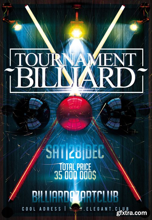 Billiard Tournament Flyer PSD Templat