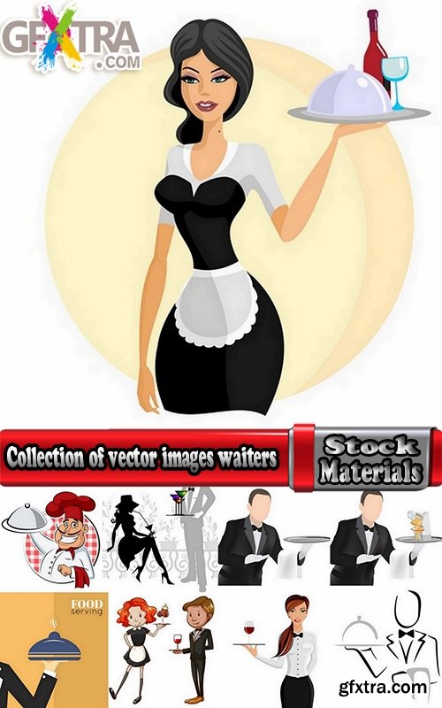 Collection of vector images waiters 25 Eps