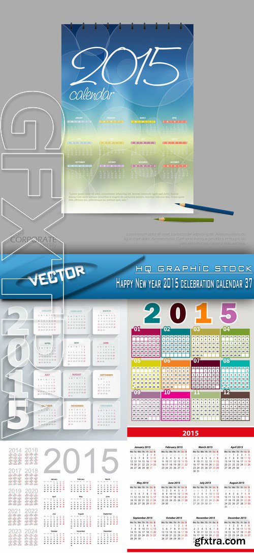 Stock Vector - Happy New year 2015 celebration calendar 37