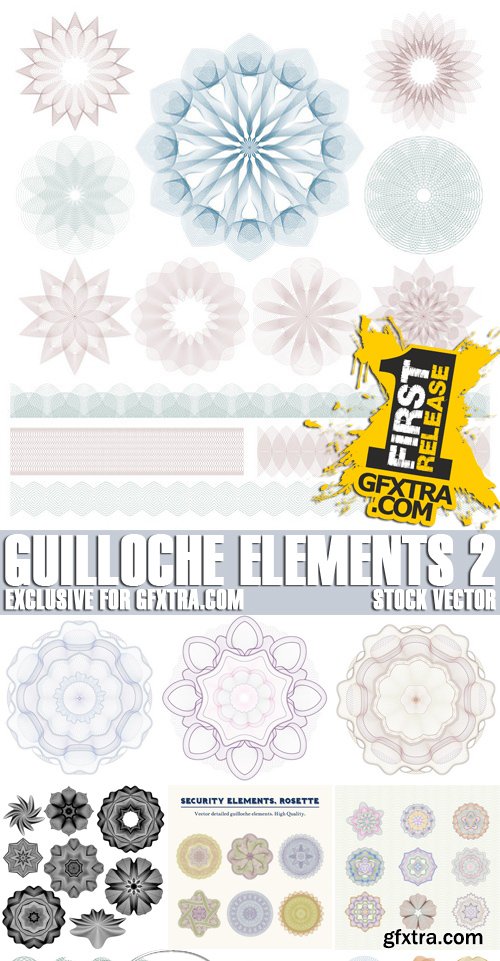 Stock Vectors - Guilloche Elements 2, 25xEPS