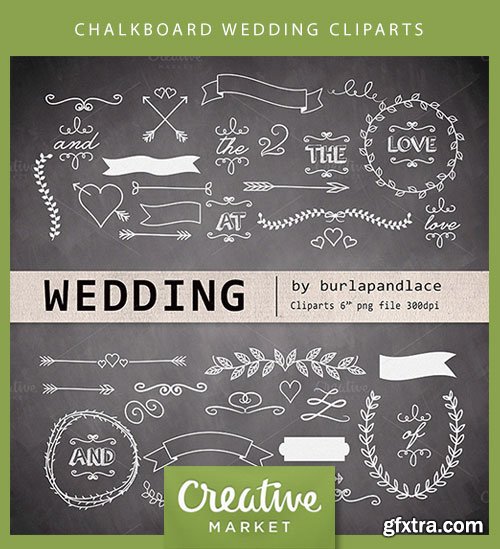 Chalkboard wedding cliparts CM 24677