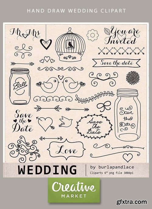 Hand draw Wedding clipart CM 27958