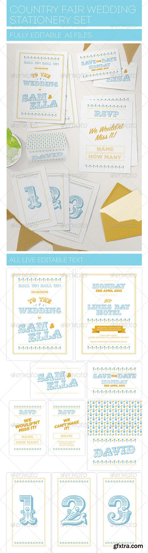 GraphicRiver - Country Fair Wedding Stationery Set