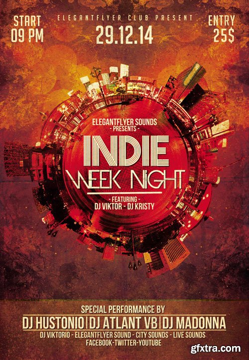 Indie Week Night Flyer PSD Template