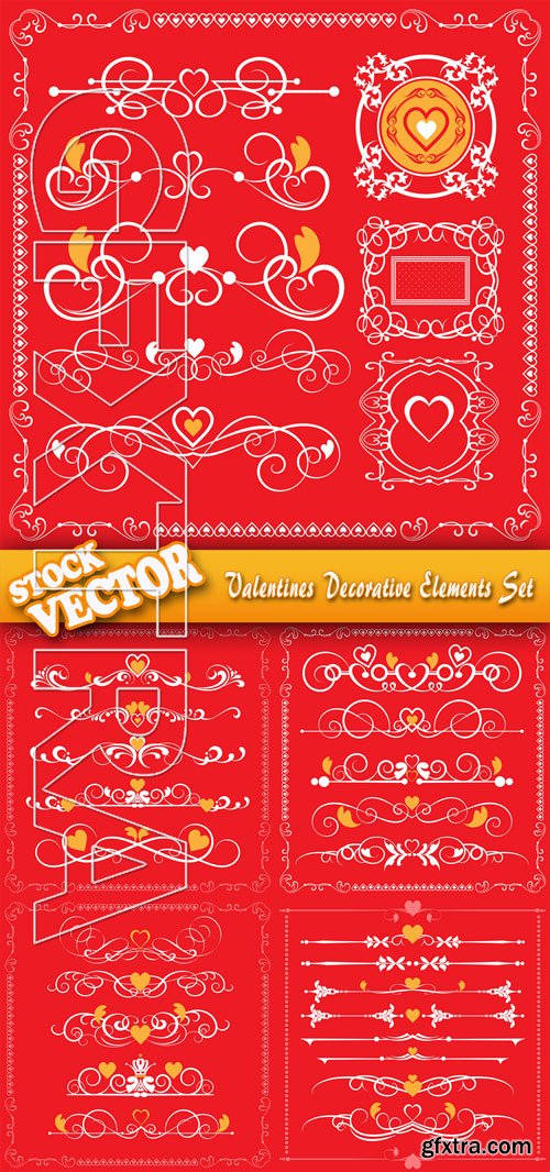 Stock Vector - Valentines Decorative Elements Set