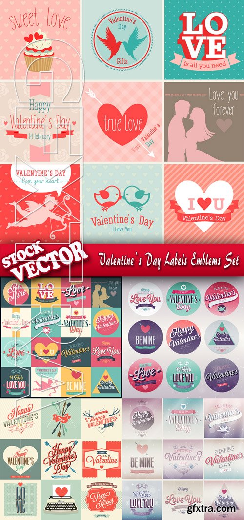 Stock Vector - Valentine`s Day Labels Emblems Set