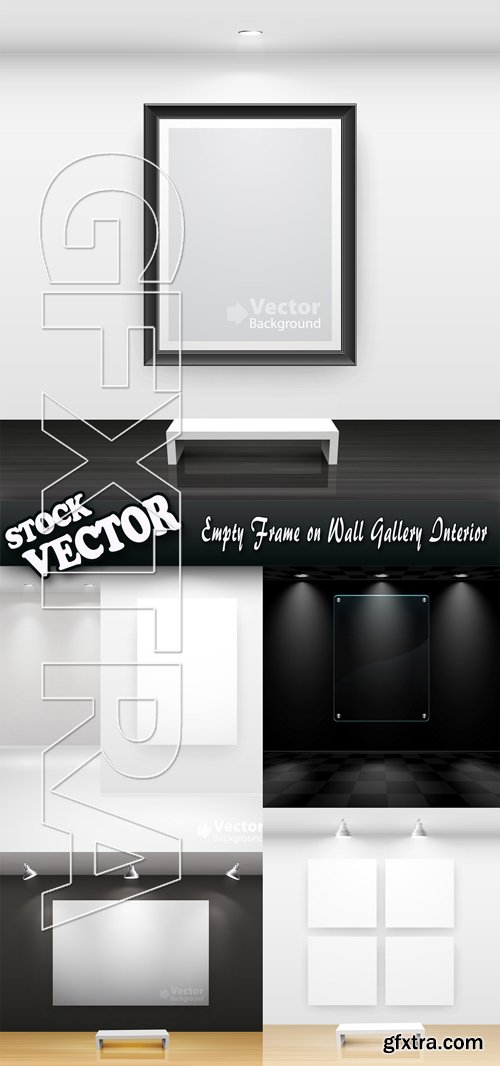 Stock Vector - Empty Frame on Wall Gallery Interior