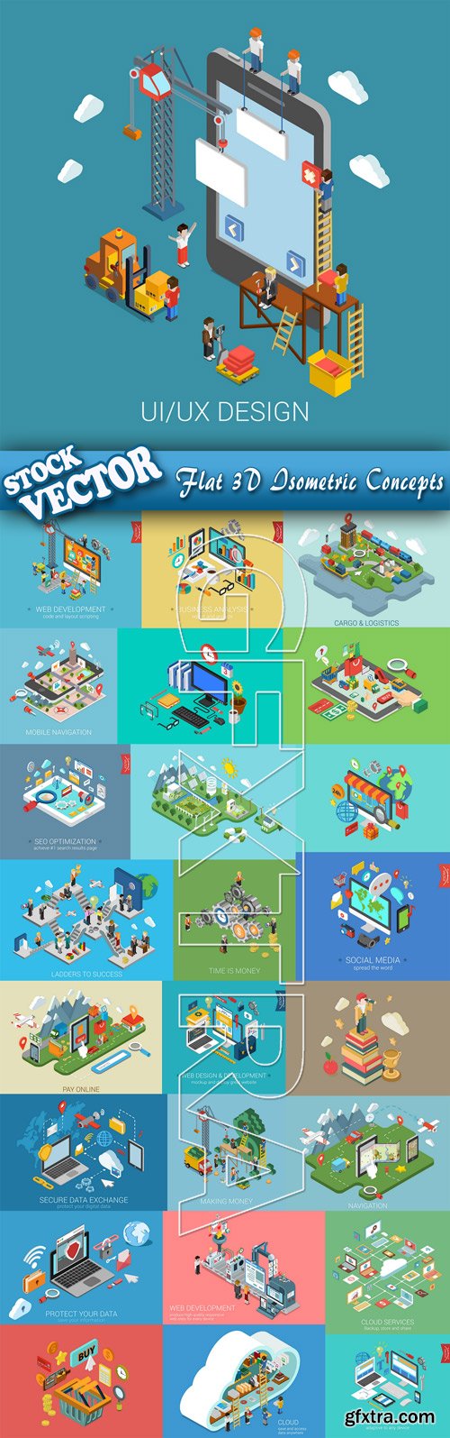 Stock Vector - Flat 3d Isometric Concepts, 25EPS