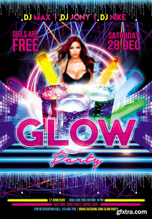Glow Party 2 Club Flyer Template