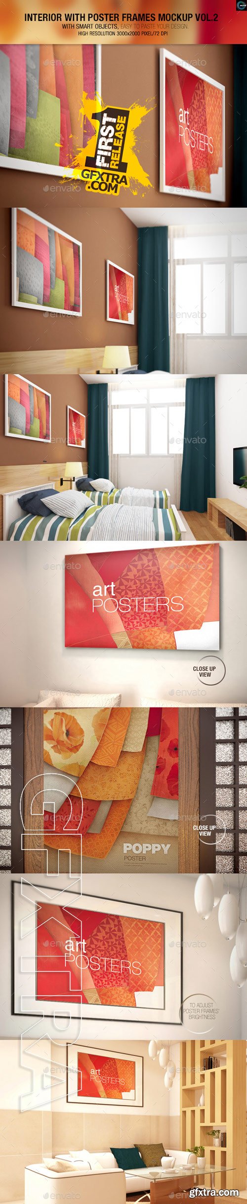 GraphicRiver - Interior With Poster Frames Mock-up Vol.2