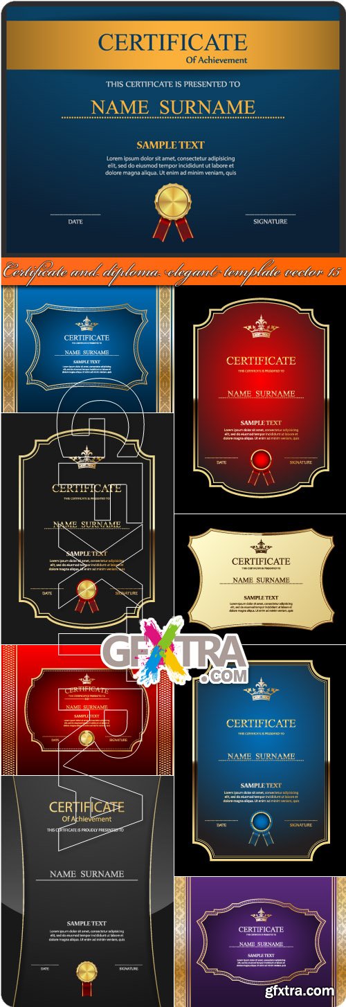 Certificate and diploma elegant template vector 15