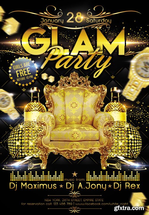 Glam Party Club Flyer PSD Templa