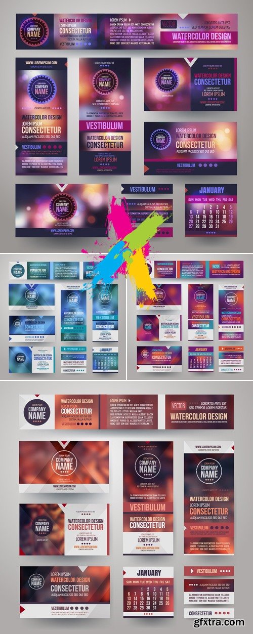 Color Abstract Blurs Cards Vector