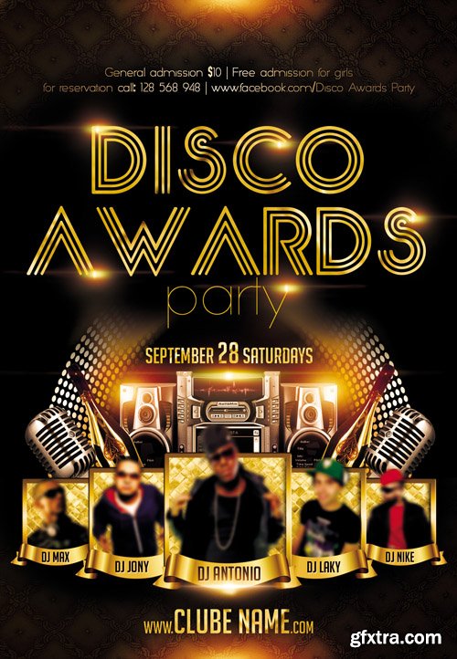 Disco Awards Party Club Flyer PSD Template