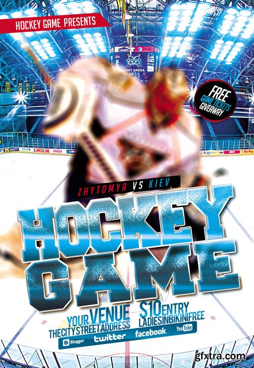 Hockey Game Flyer PSD Template