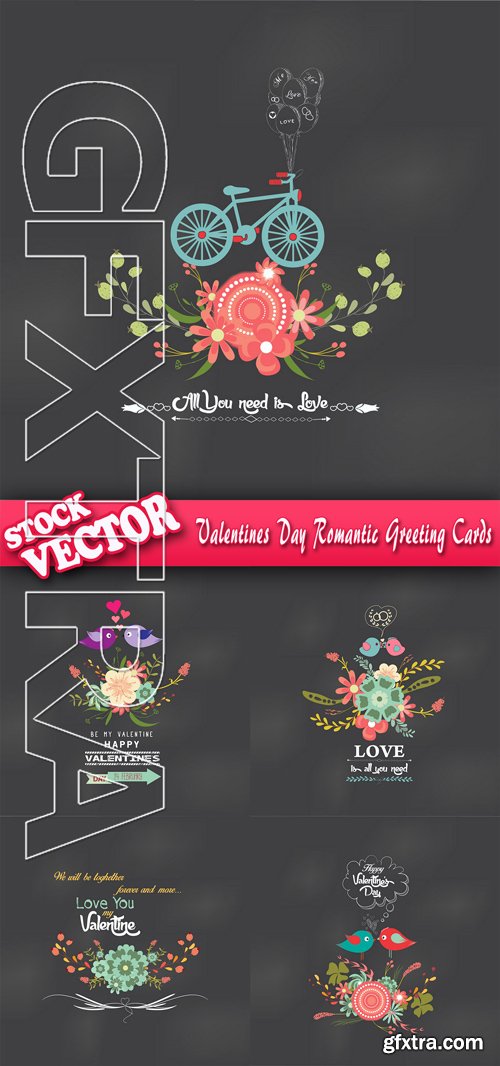 Stock Vector - Valentines Day Romantic Greeting Cards