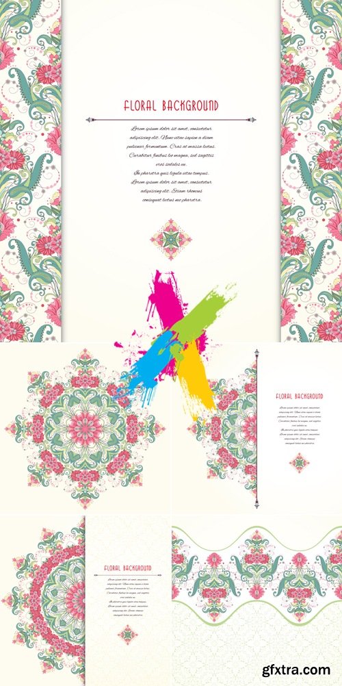 Ethnic Floral Backgrounds Vector