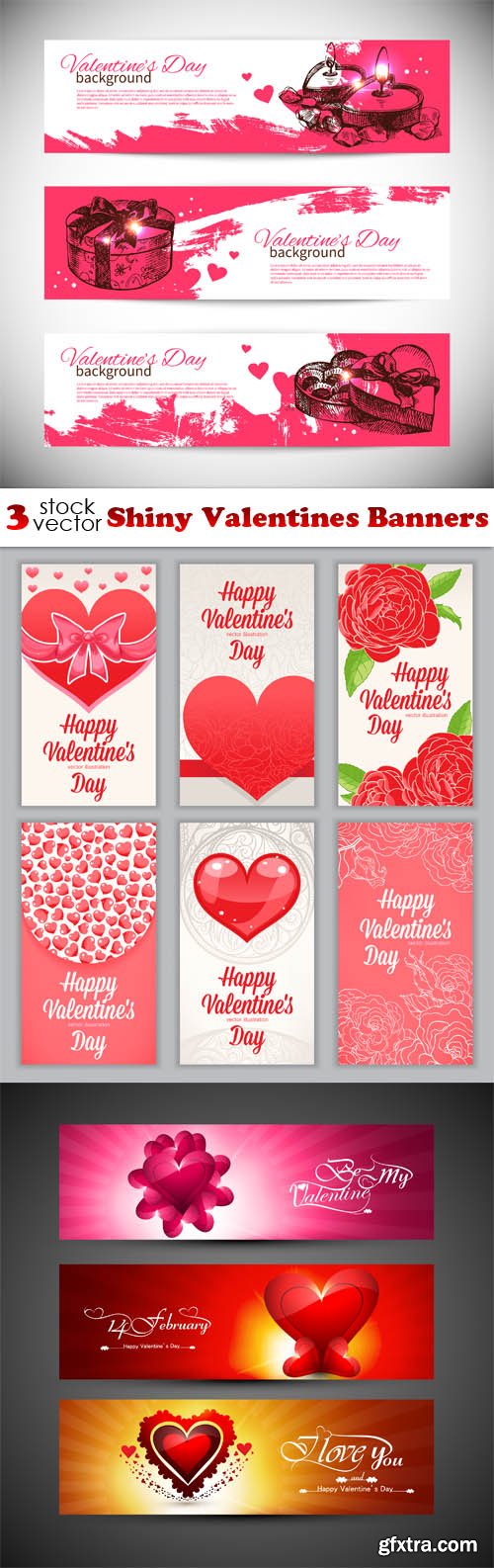 Vectors - Shiny Valentines Banners