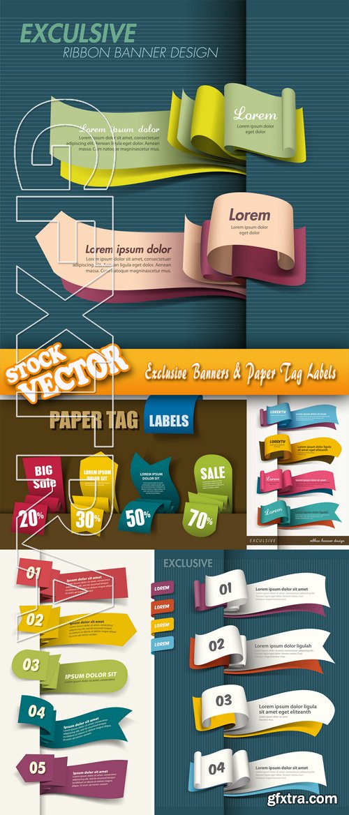 Stock Vector - Exclusive Banners & Paper Tag Labels