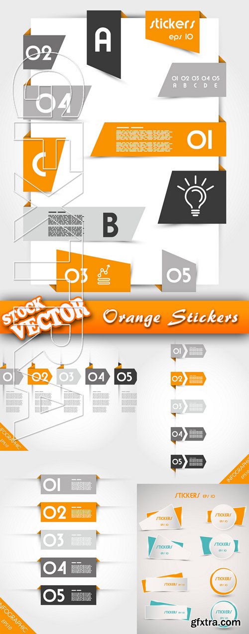 Stock Vector - Orange Stickers