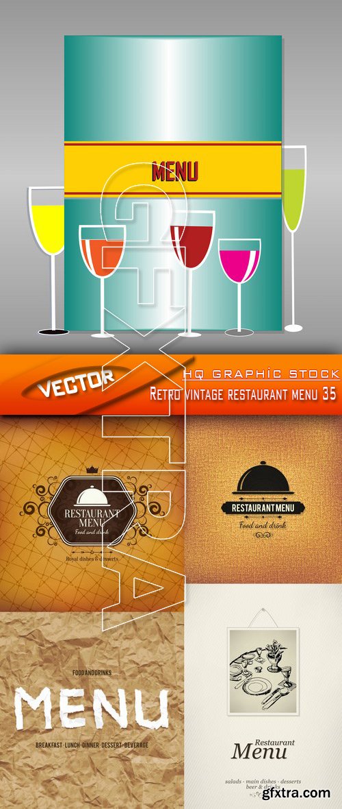 Stock Vector - Retro vintage restaurant menu 35