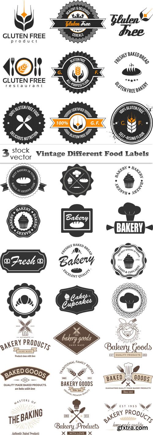Vectors - Vintage Different Food Labels