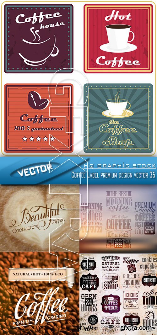 Stock Vector - Coffee Label premium design vector 36
