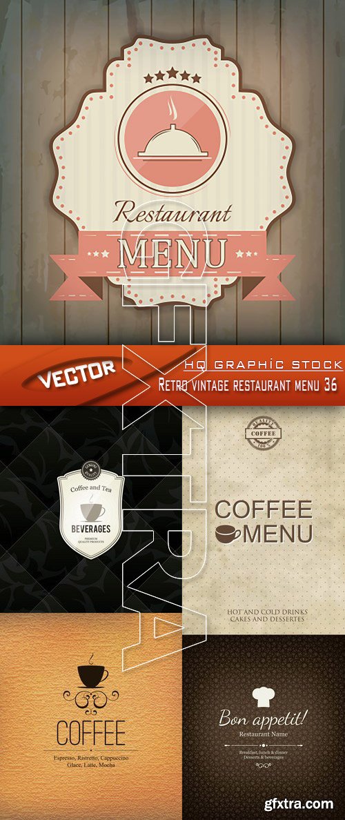Stock Vector - Retro vintage restaurant menu 36