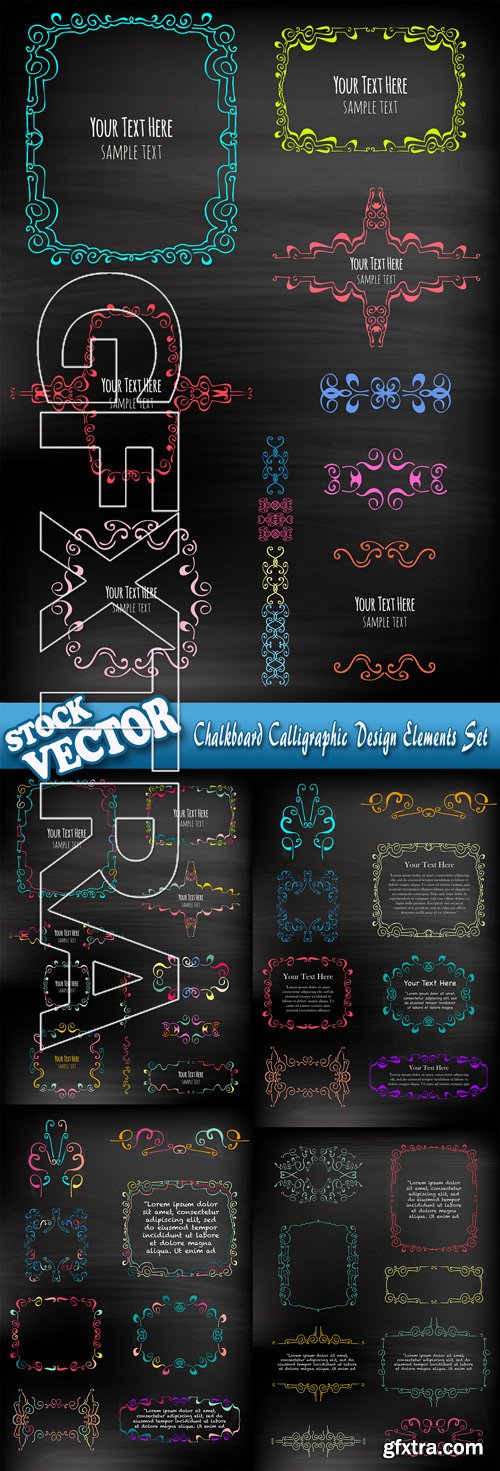 Stock Vector - Chalkboard Calligraphic Design Elements Set