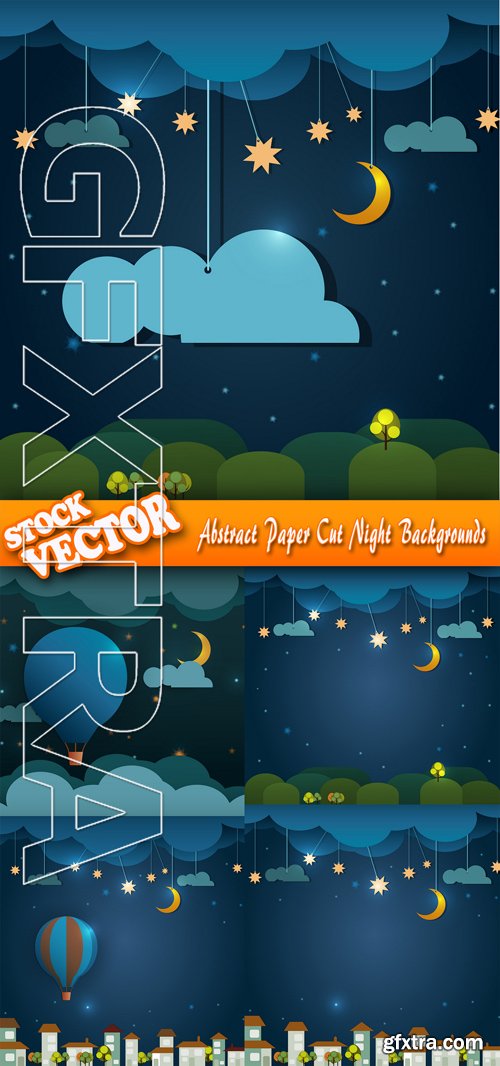 Stock Vector - Abstract Paper Cut Night Backgrounds