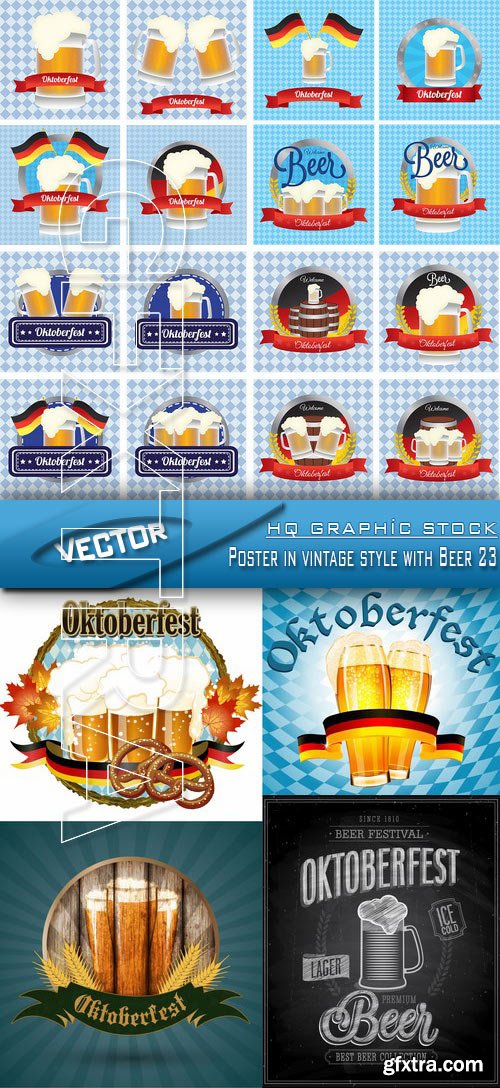 Stock Vector - Poster in vintage style with Beer 23