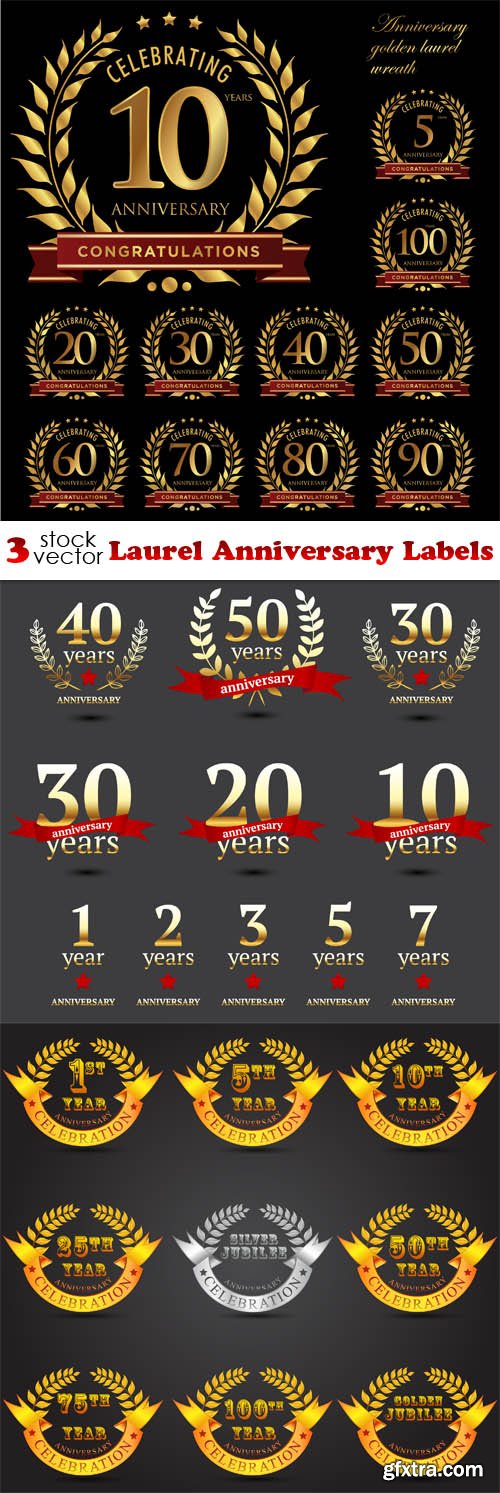 Vectors - Laurel Anniversary Labels