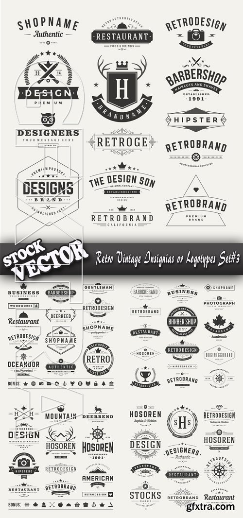 Stock Vector - Retro Vintage Insignias or Logotypes Set#3