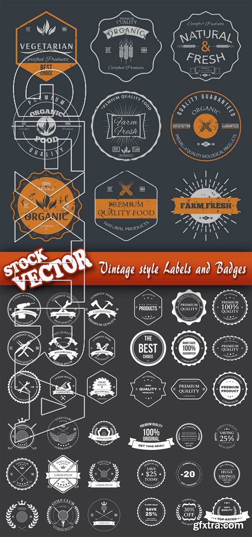Stock Vector - Vintage style Labels and Badges