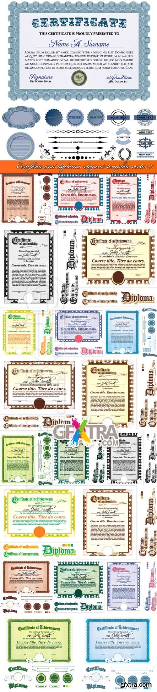 Certificate and diploma elegant template vector 17