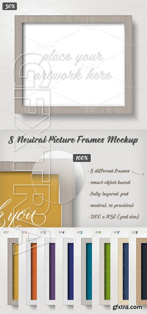 CM - 8 Neutral Picture Frames Mockup