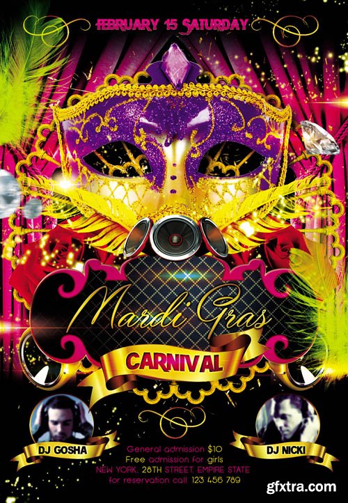 Mardi Gras Carnival Flyer PSD Template