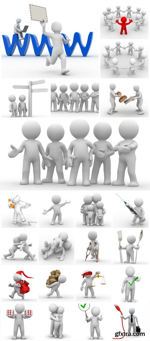 3D people in different situations - stock photos