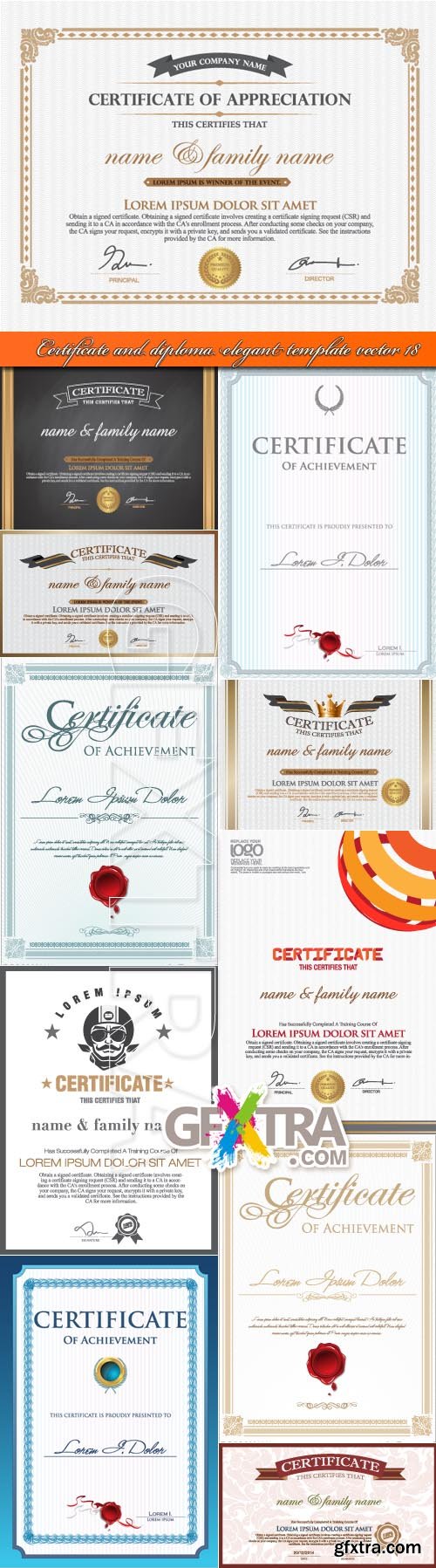 Certificate and diploma elegant template vector 18