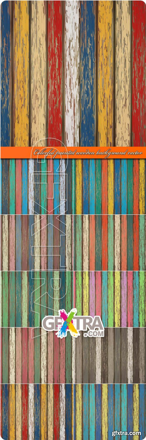 Colorful painted wooden background vector