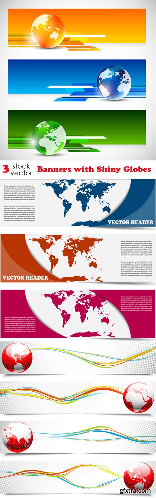 Vectors - Banners with Shiny Globes